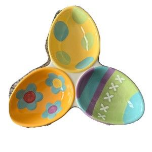 blossoms & blooms Easter ceramic candy/nut novelty dish 10x8x2 rare find